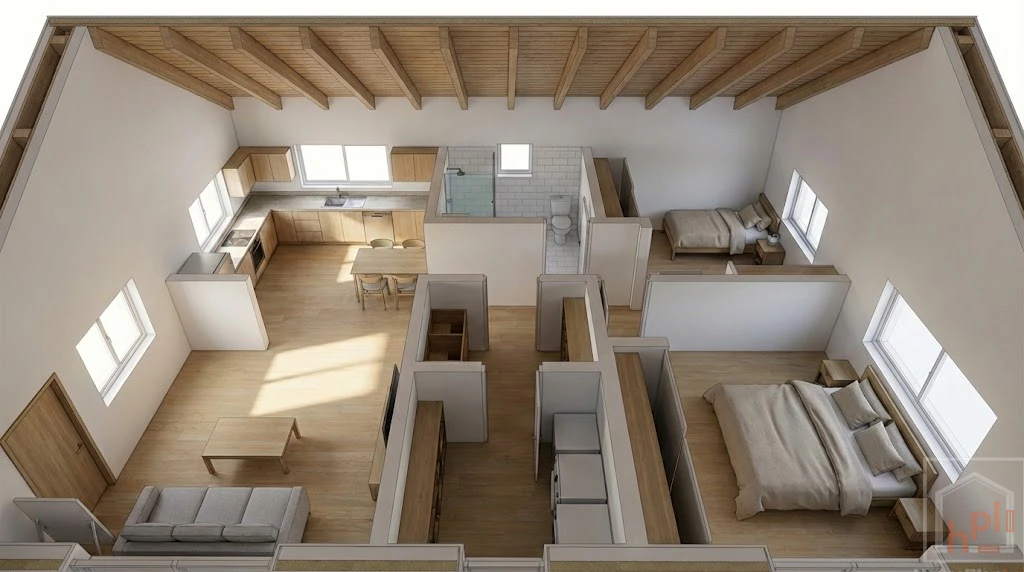 Cleverly Designed Tiny House 2 Bedrooms Cutaway