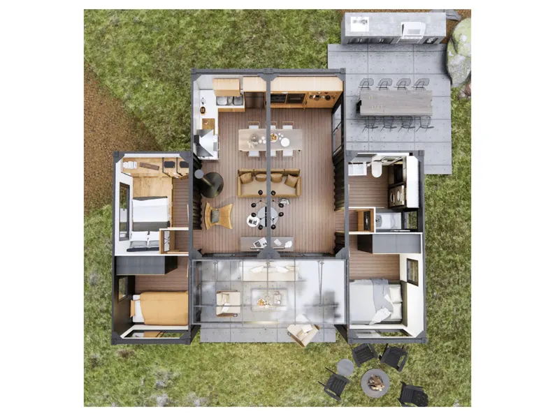 3d render top down